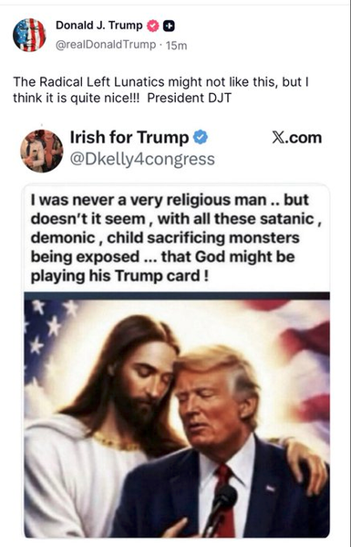 Trump next to Jesus.